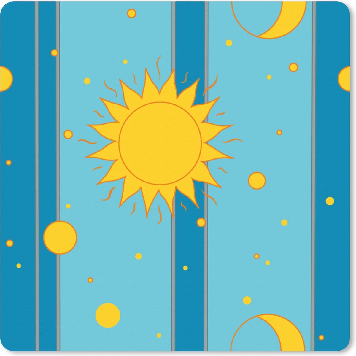 Muismat XXL 60x60 cm - Bureau onderlegger - Bureau mat Zon - Maan - Design - Bureaumat - Gaming mousepad xl - Bureaulegger groot - Computer deskmat