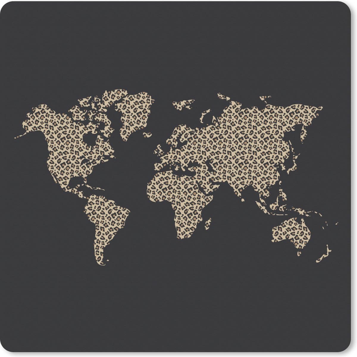 Muismat XXL 60x60 cm - Bureau onderlegger - Bureau mat Kaart - Design - Panterprint - Bureaumat - Gaming mousepad xl - Bureaulegger groot - Computer deskmat