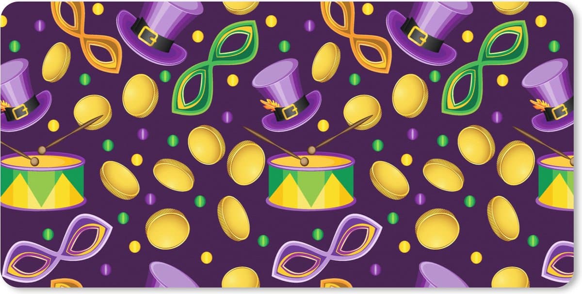 Muismat XXL 120x60 cm - Bureau onderlegger - Bureau mat Carnaval - Feest - Paars - Patronen - Bureaumat - Gaming mousepad xl - Bureaulegger groot - Computer deskmat