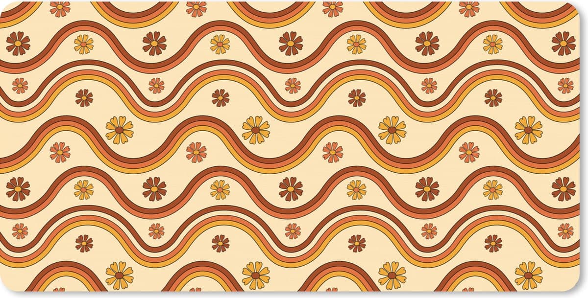 Muismat XXL 90x45 cm - Bureau onderlegger - Bureau mat Vintage - Patronen - Bloemen - Regenboog - Bureaumat - Gaming mousepad xl - Bureaulegger groot - Computer deskmat