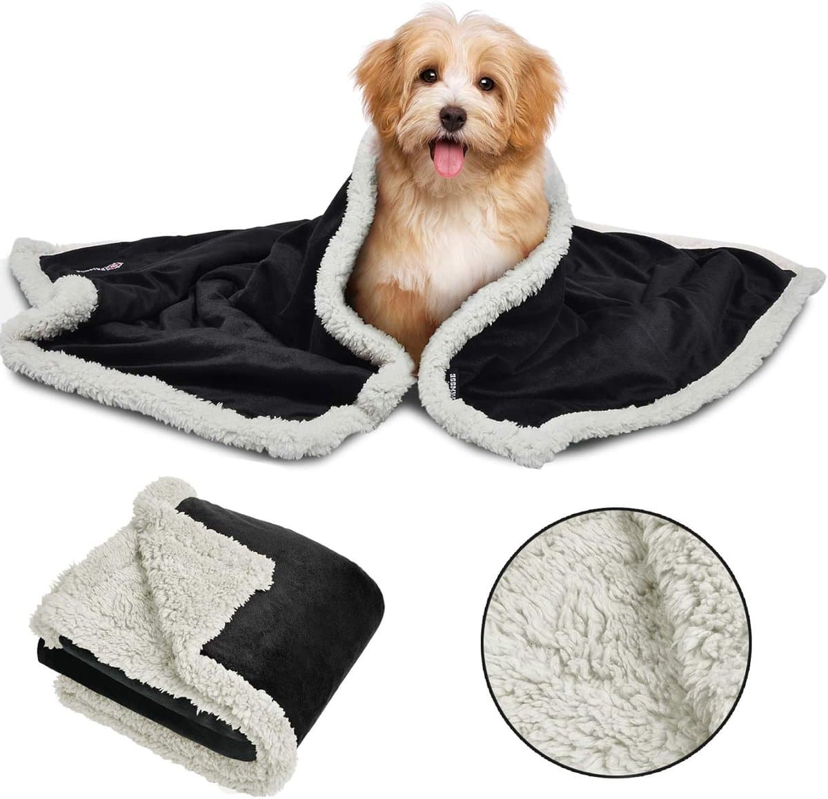 Puppy Fleece Dekens - Huisdier Dekens - Comfortabel Slapen - Dubbele Dikte - 114 x 76 cm - Zwart