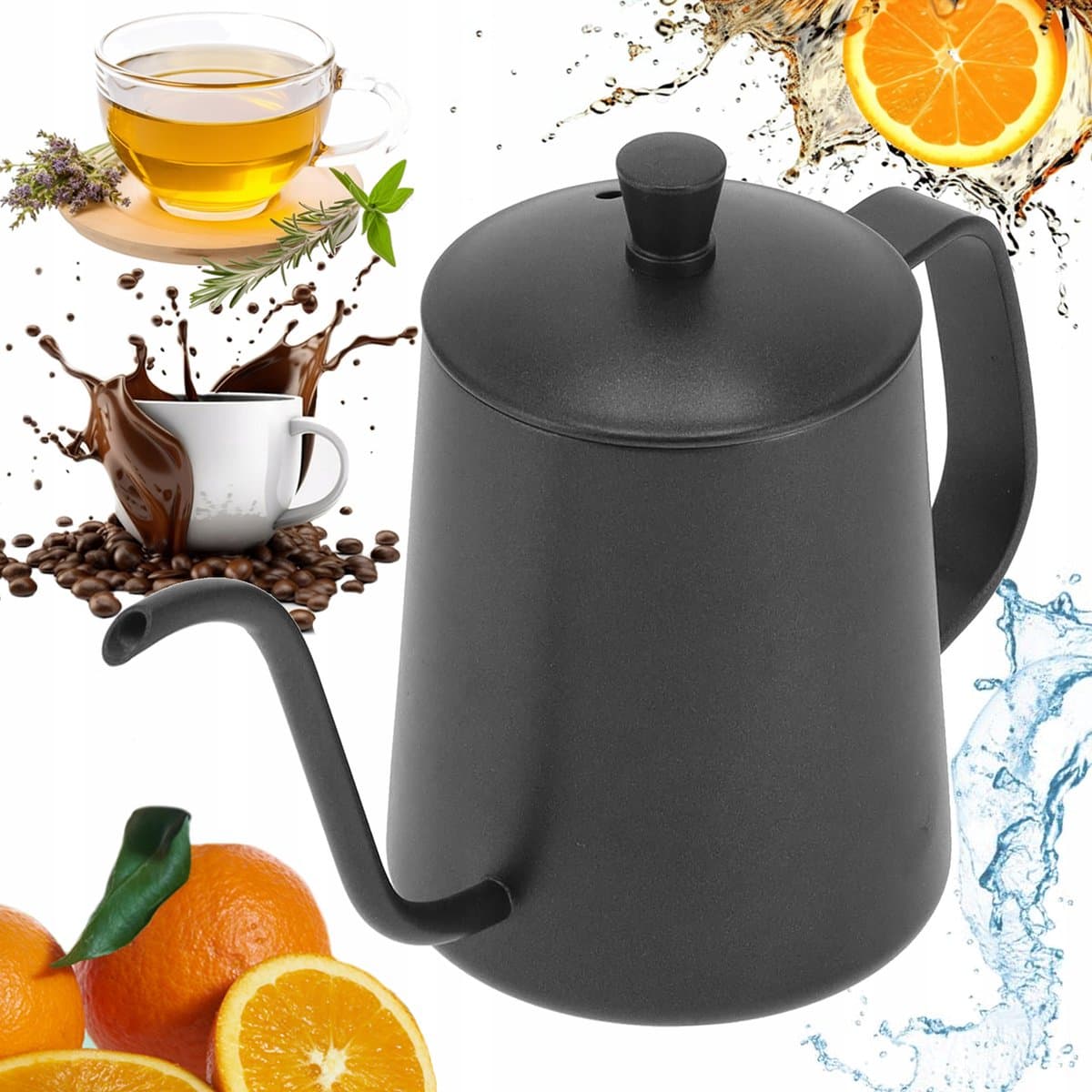 Barista Koffiekan met Zwanenhals - 350 ml - Mat Zwart Roestvrij Staal