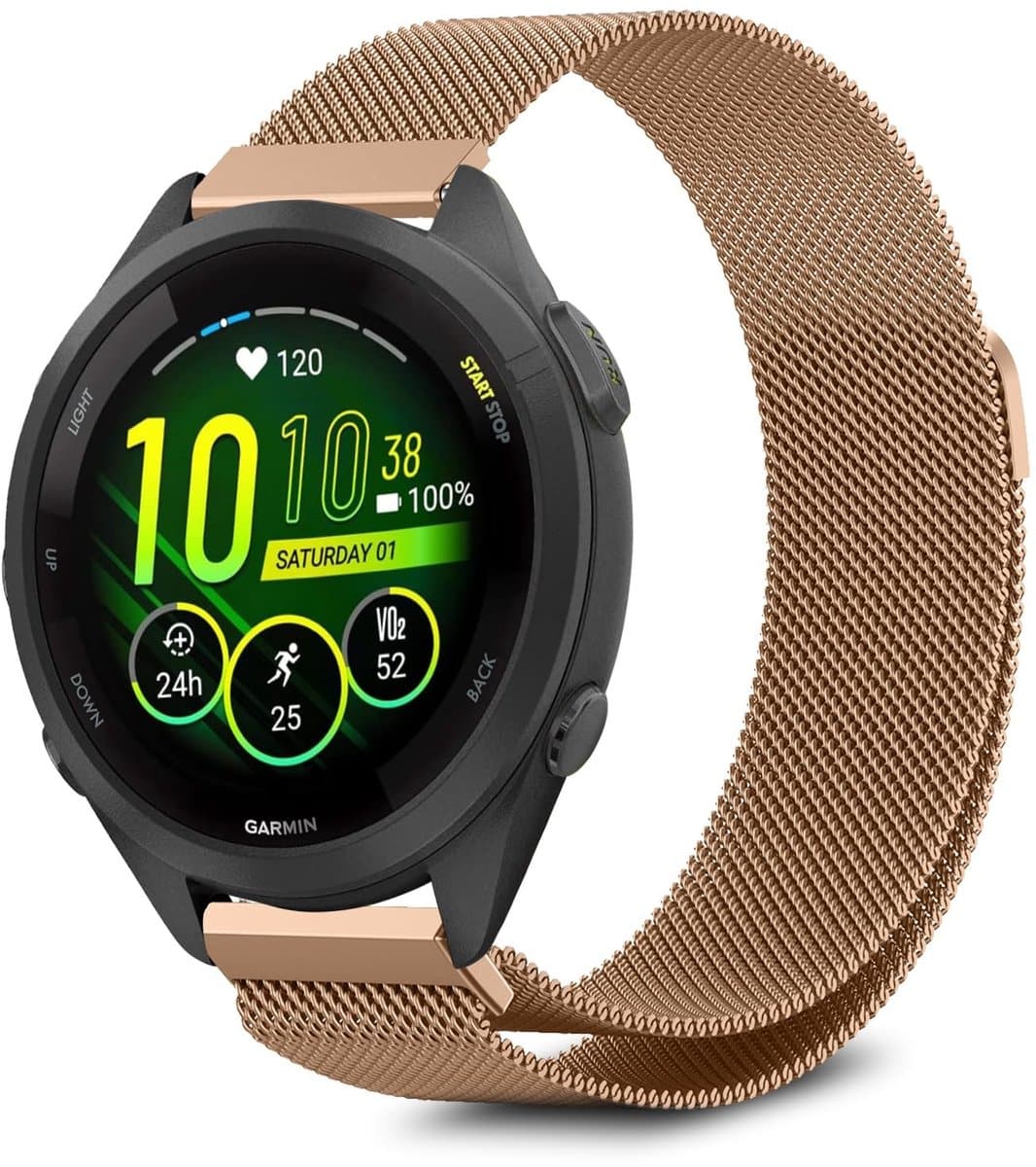 SolidKeus - Metalen Mesh Armband voor Garmin Forerunner 255S en Vivoactive 4S