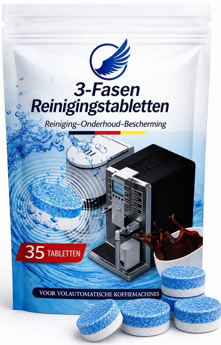 3in1 Reinigings tabletten Koffiemachine – 35 stuks 3.5g – Hersluitbare Sachet – Care Clean Protect – Geschikt voor Jura, Siemens, Bosch, Philips, De’Longhi & Krups