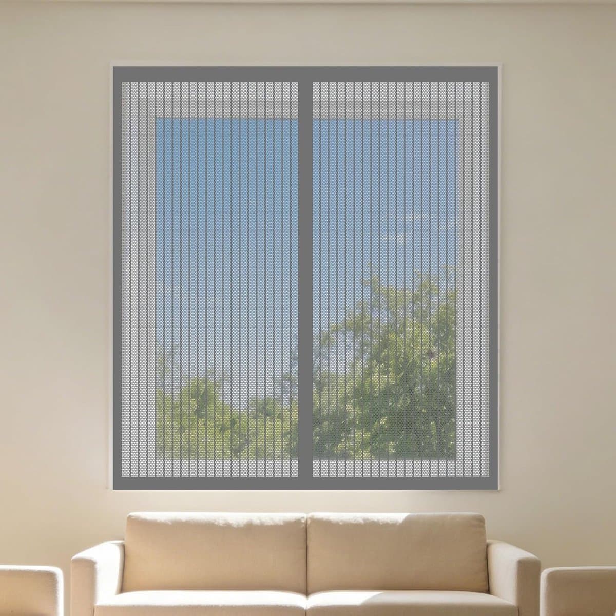 Horgaas voor Ramen - Vliegenscherm Mesh - Insecten Buiten Houden - Magnetische Sluiting - 120 x 80 cm - Grijs