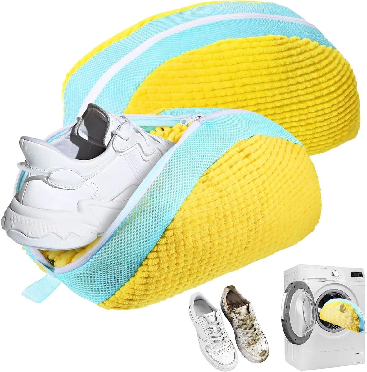 Schoenwaszak voor Sneakers - 2 Stuks Mesh Waszakken voor Schoenen - Anti-Deformatie en Zip Sluiting