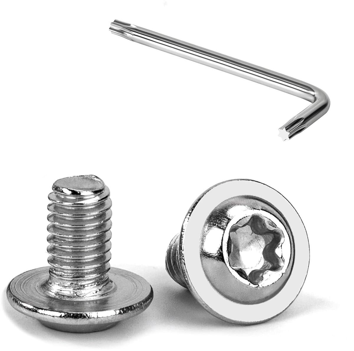 20 Stuks Torx Bolkop Schroeven met Flens M6 x 10mm RVS Hexaafsluiters A2 V2A met T30 Sleutel Volledige Draad voor Meubelmontage en Klussen