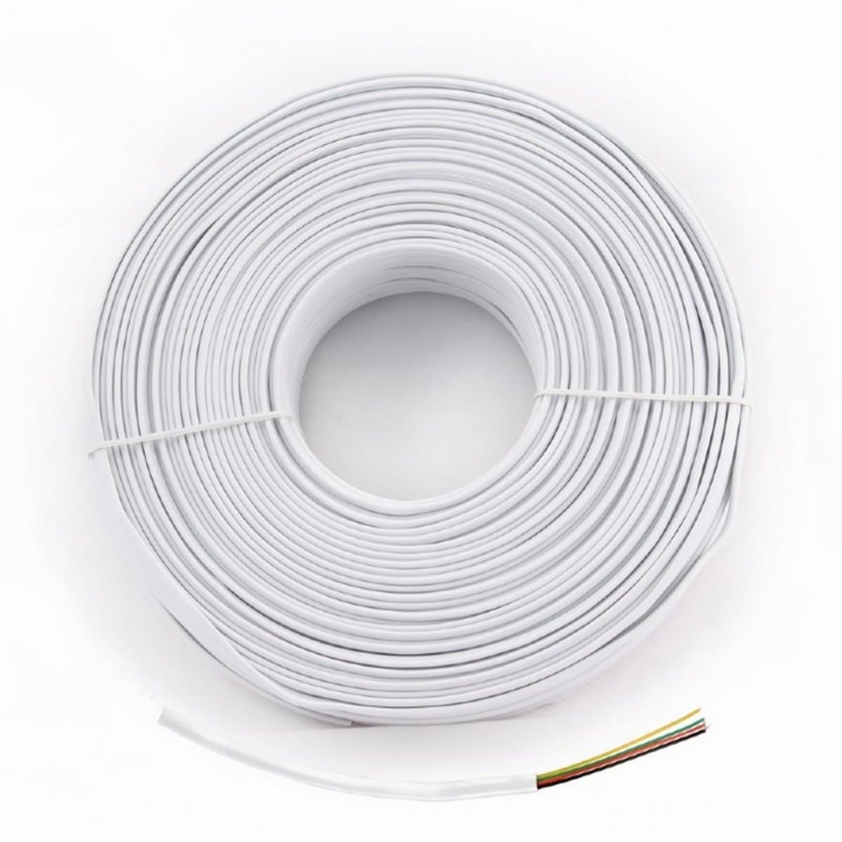 Telefoonkabel 4-aderig op rol - CCS (AWG32) / wit - 100 meter
