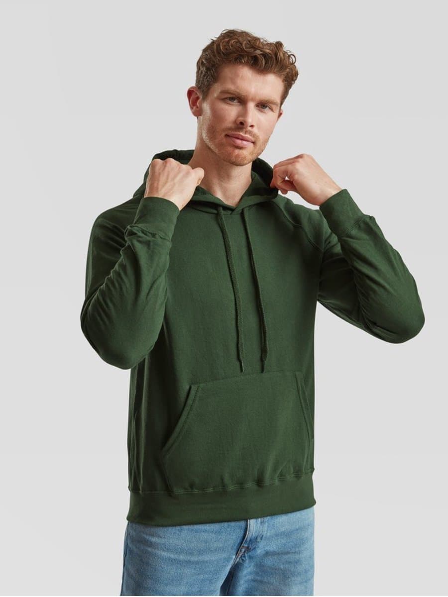 Fruit Of The Loom lichtgewicht sweatshirt met capuchon Verde Oscuro - L
