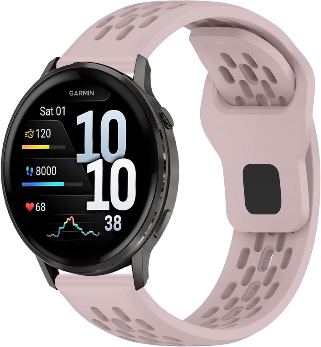 22 mm siliconen armband voor Garmin Venu 4 45 mm/Venu 3 45 mm/Venu 2/Vivoactive 4, waterdicht, sport, ademend - ShopVlot