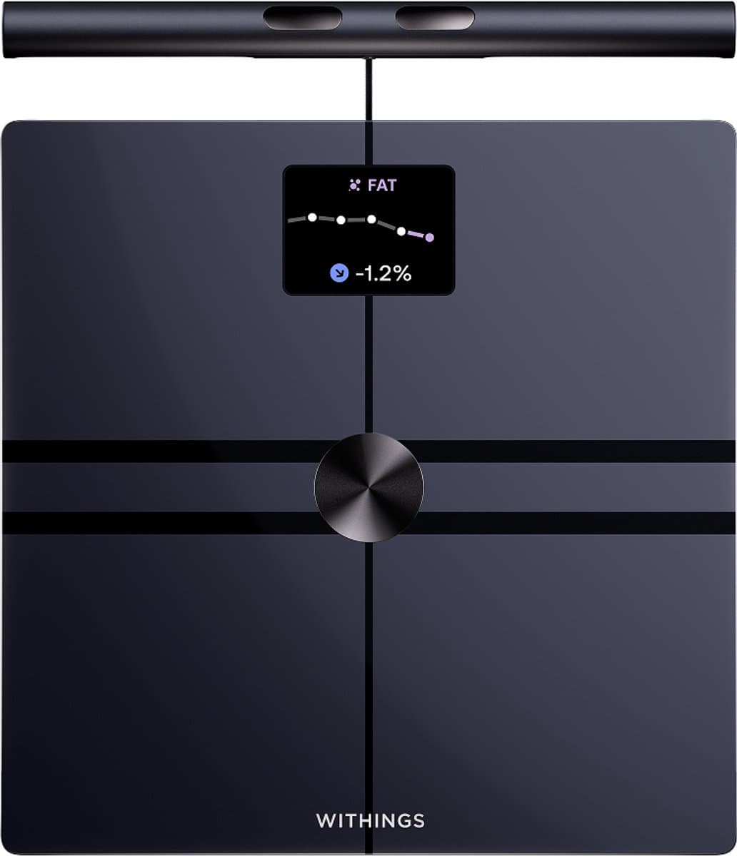 Withings BodyFit - Slimme Weegschaal - 6-Zone Lichaamssamenstelling, Vetpercentage, Spiermassa, Visceraal Vet, Hartslag, Vasculaire Leeftijd, Tot 8 Gebruikers