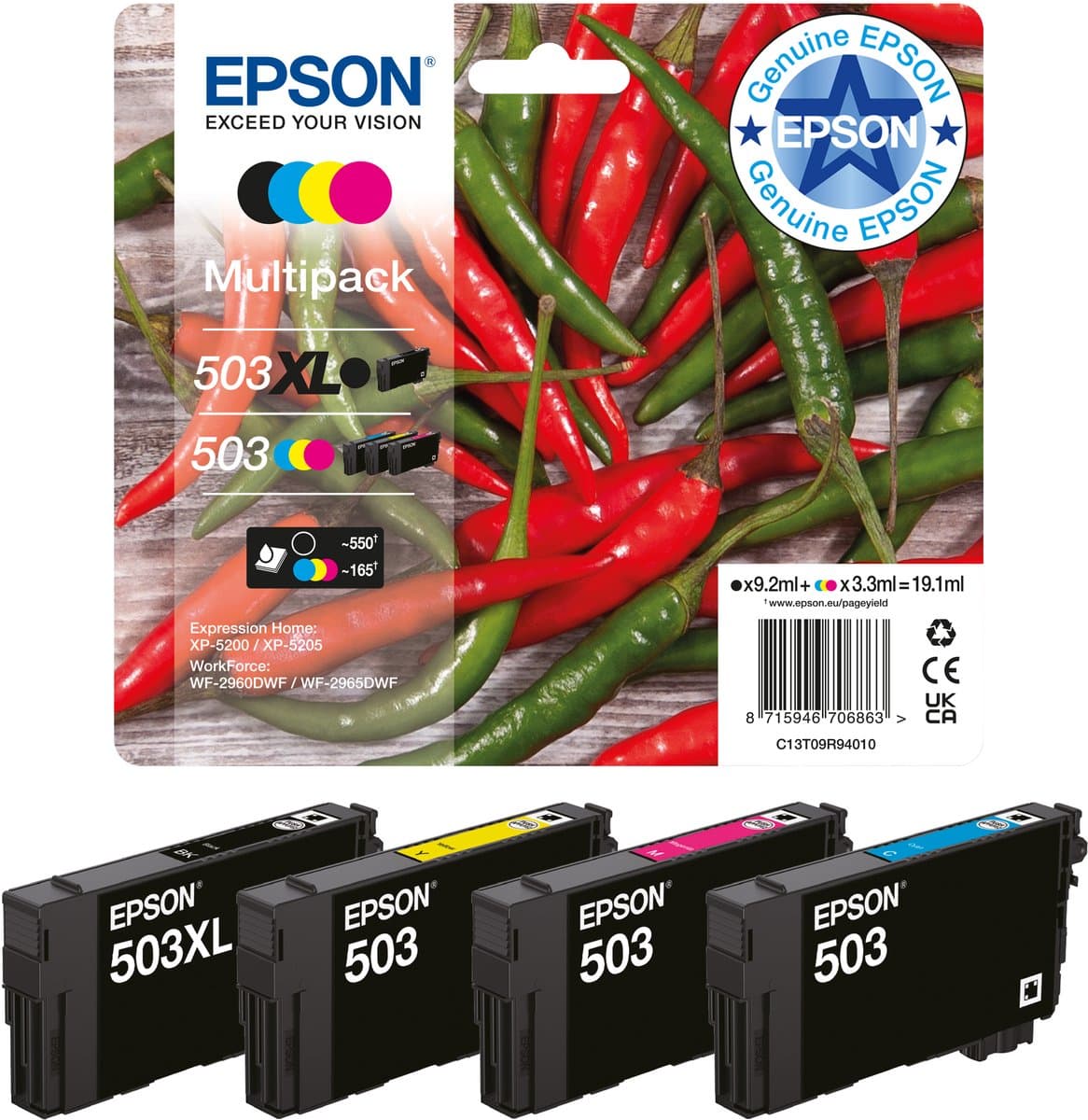 Epson 503 inktcartridge, 1 stuk, origineel, standaardcapaciteit, blauw