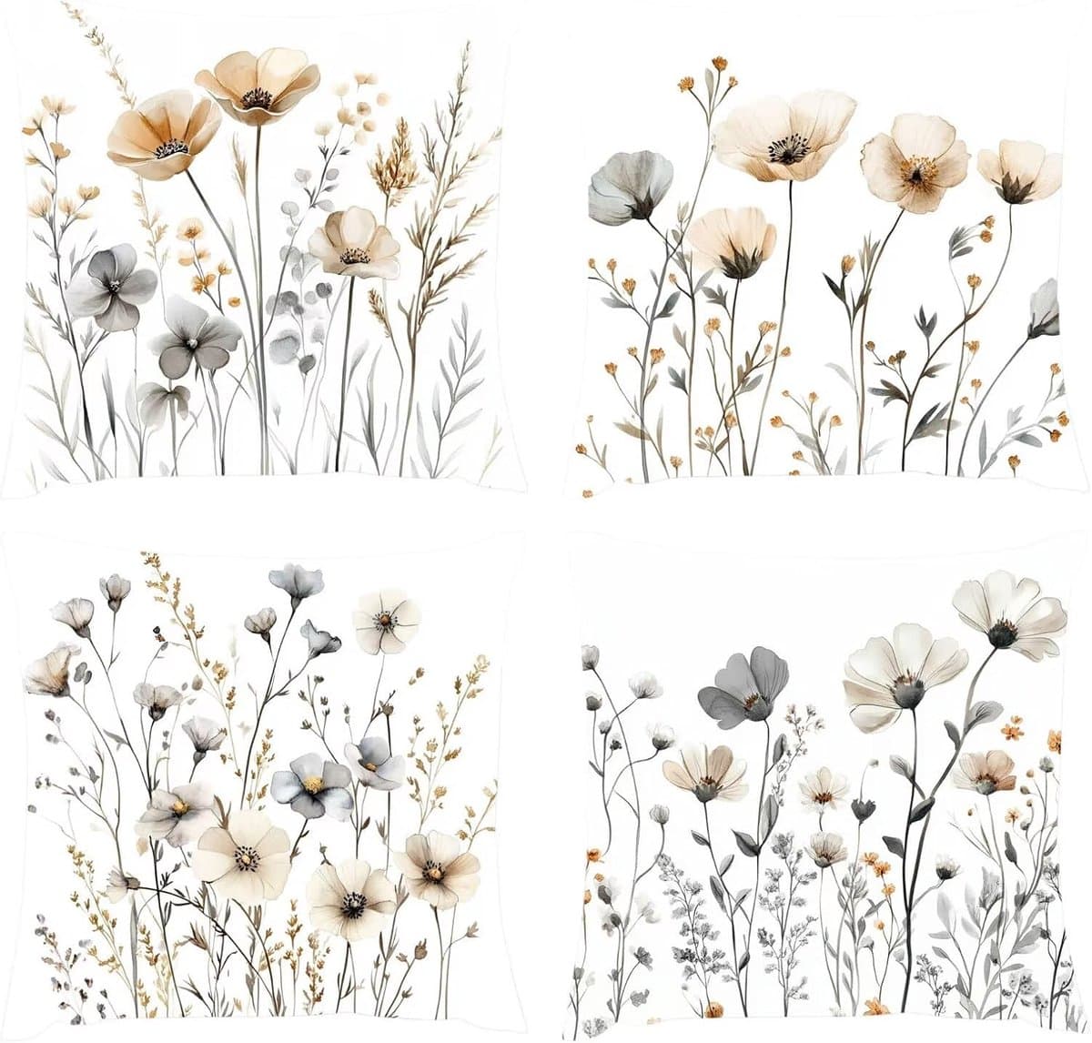 waterdichte kussensloop, 50 x 50 cm, set van 4, sierkussen zonder sieraden en bloemen, bankkussen, decoratief kussen met verborgen, voor bank, slaapkamer, balkon, kinderen, woonkamer