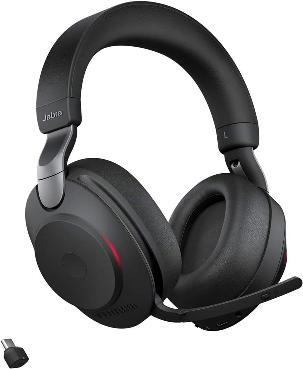 Thijox - Draadloze Headset met Oplaadstation - UC-gecertificeerde Stereokoptelefoon met Noise Cancelling - Lange Batterijduur - USB-C Bluetooth Adapte