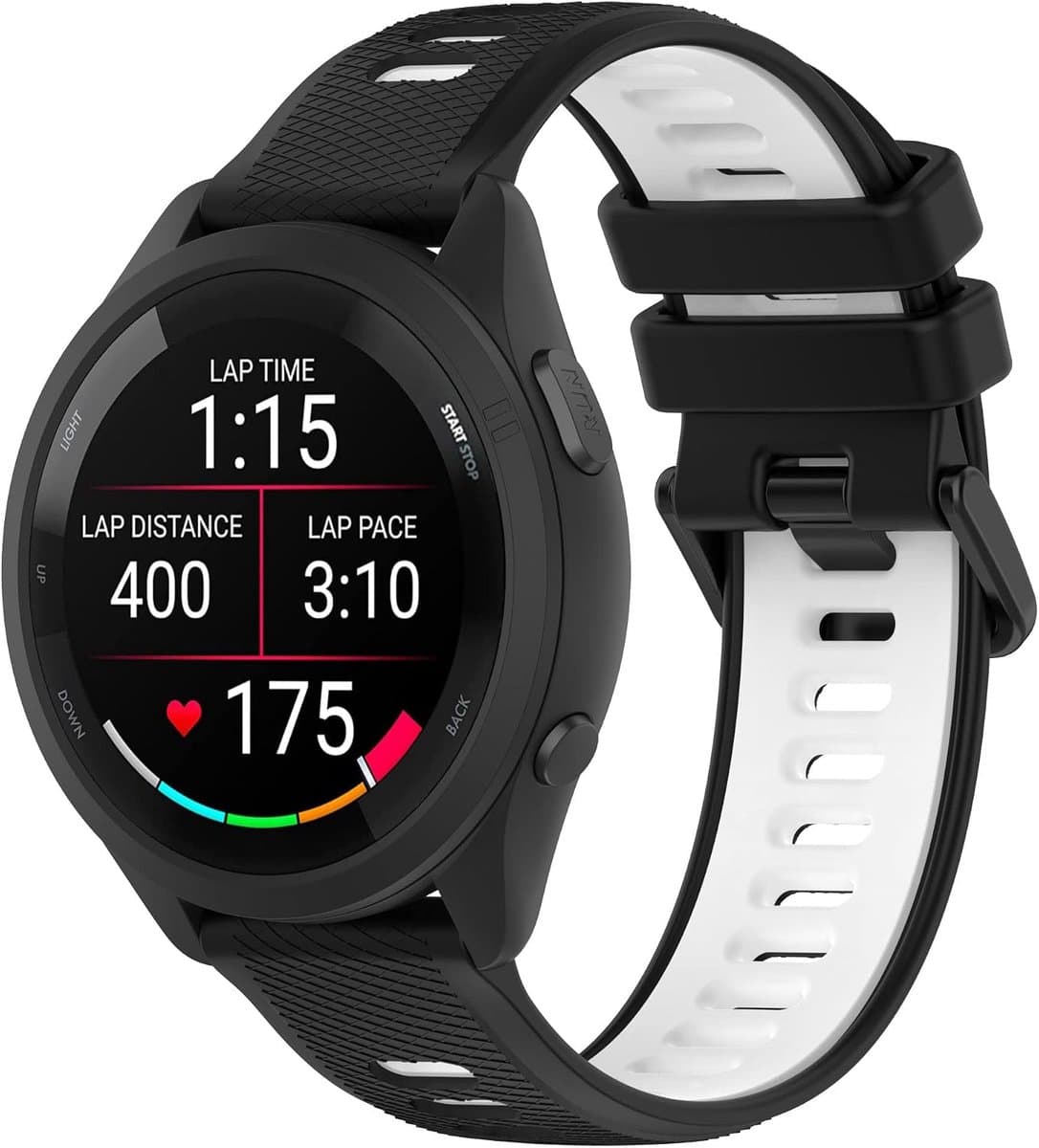 Siliconen band 18mm - Zwart - Ademend materiaal - Geschikt voor Garmin Venu 4/3S/2S/Forerunner 265S/255S - ShopVlot