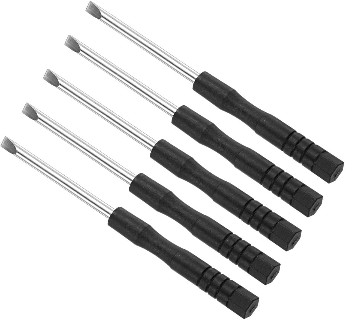 sleufschroevendraaier, 3,0 mm maat 80 mm lengte, koolstofstaal kleine platte kop schroevendraaiers met anti-slip handvat - (Toepassingen: voor bril, horloge of laptop), 5-delige
