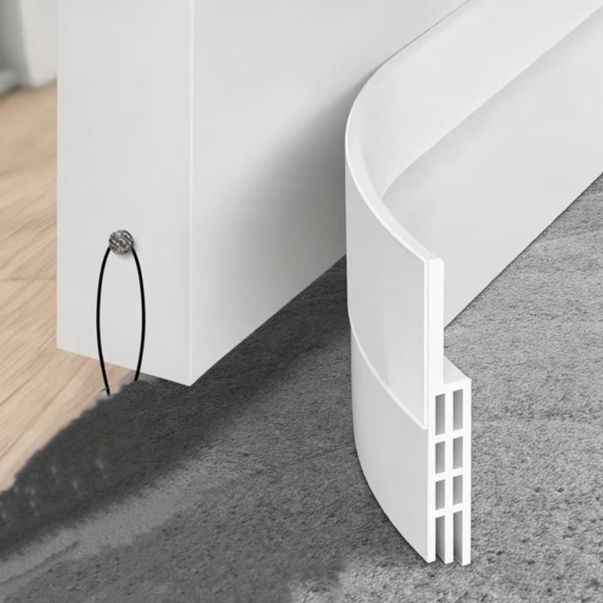 Deurafdichtingsstrip van 2 meter lang, gemaakt van siliconen, voor het afdichten van de onderkant van de deur, zelfklevend, blokkeert geluid en koude lucht, geschikt voor binnen- en buitendeuren en -ramen, wit.