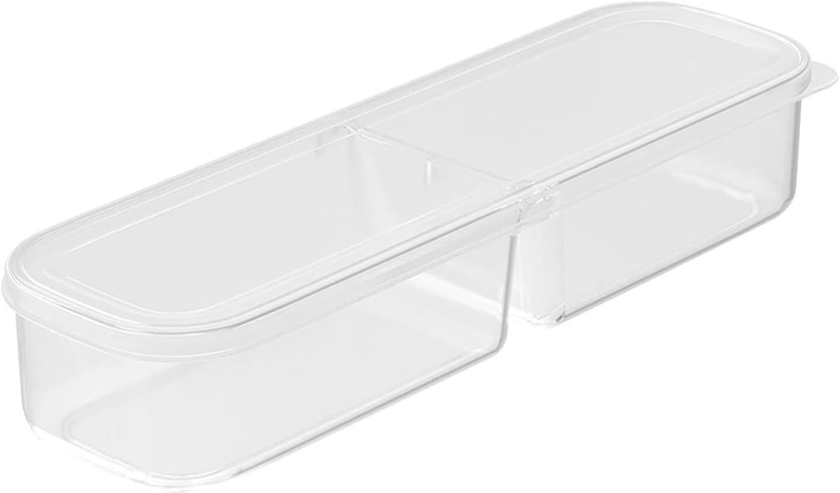 Opbergdozen Koelkast - Stapelbare Containers - Voedsel Vers Houden - Vakken Ontwerp - 28x9x6 cm - Transparant
