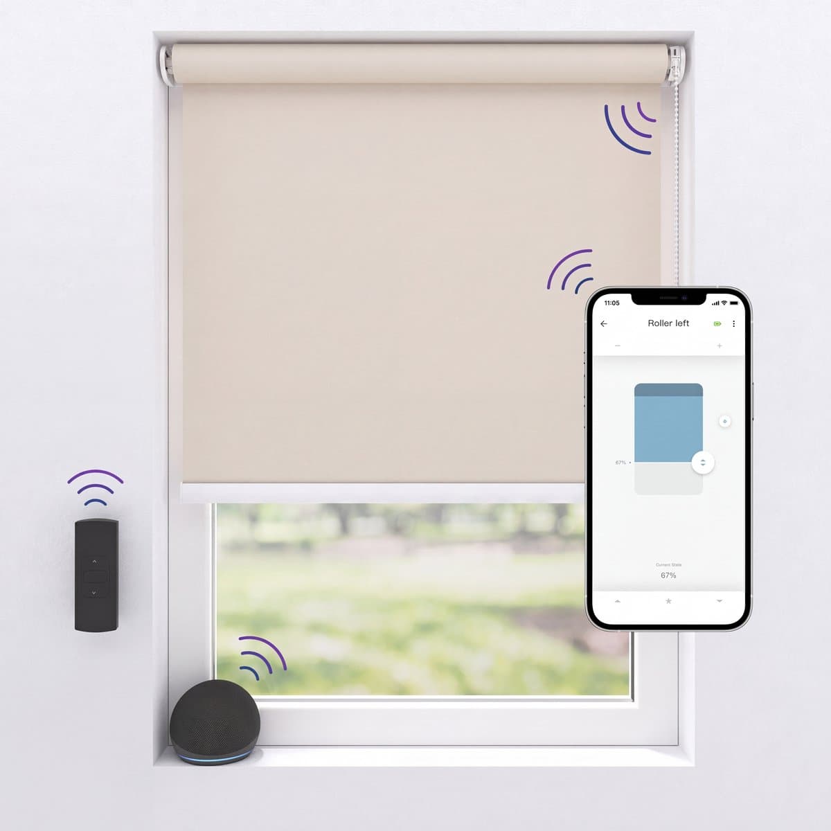 Motionblinds Elektrisch Rolgordijn Verduisterend - 90 x 190cm - App bediening - Slimme Rolgordijn - Automatisch Rolgordijn - Inclusief Montagemateriaal - Beige - 1 Stuk