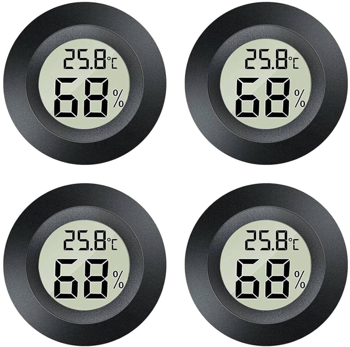 mini, 2-in-1 thermometer, hygrometer, 4 stuks mini-lcd-digitale thermometer voor binnen, luchtvochtigheidsmeter, buitenvochtigheidsmeter, temperatuurmeter voor broeikas, kelder