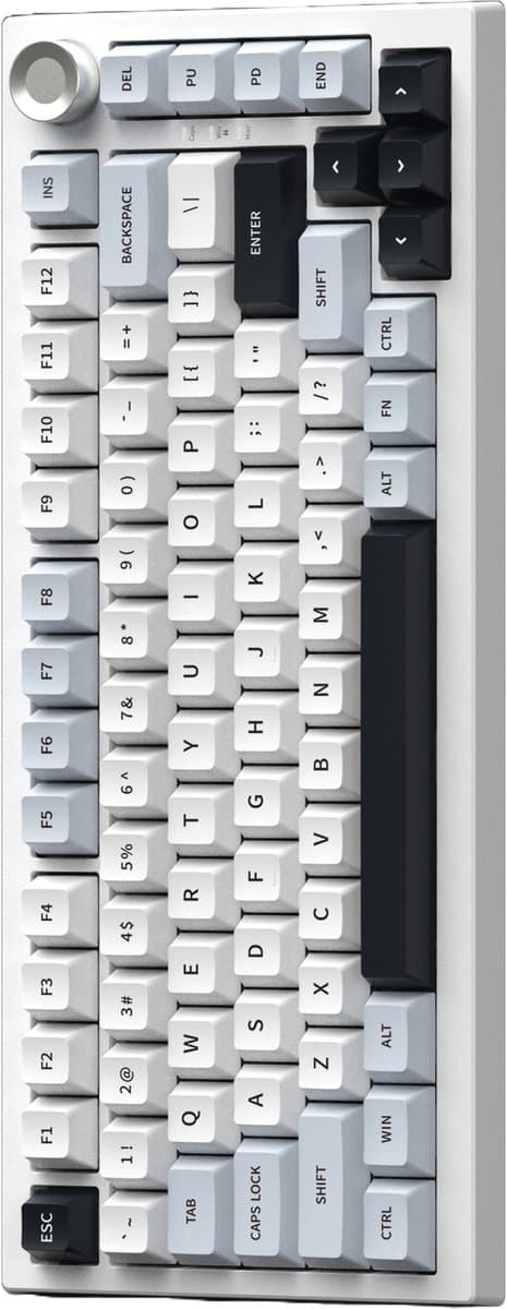 BOSSTON K81 Mechanisch Gaming Toetsenbord, 80 Toetsen 75%, Hot-Swap, RGB, Draadloos en Bedraad, Polar White