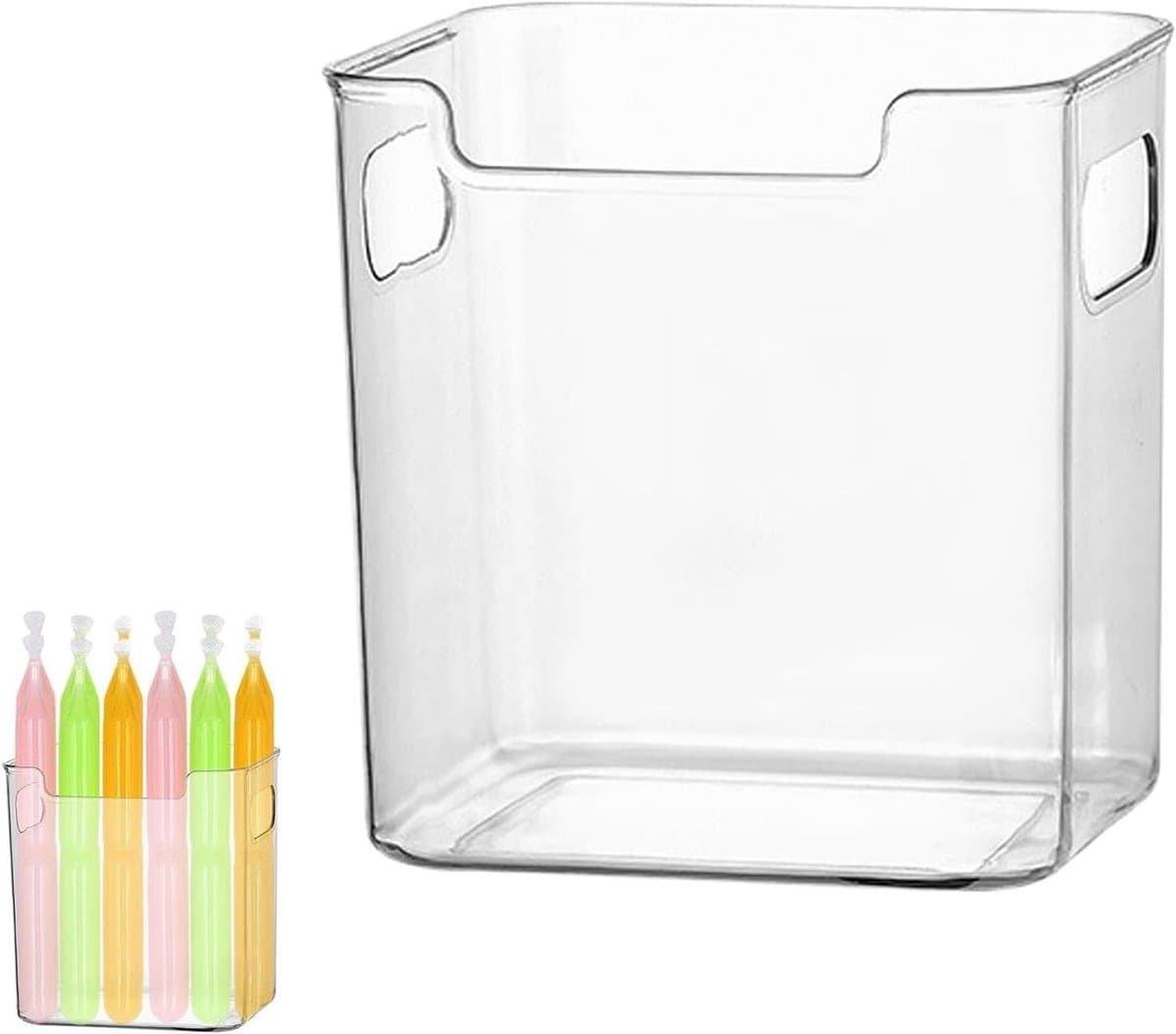 Koelkast Organizer - Opbergmand Stapelbaar - Keuken Organiseren - Transparant Ontwerp - 10.1 x 12.5 x 10.1 cm - Transparant