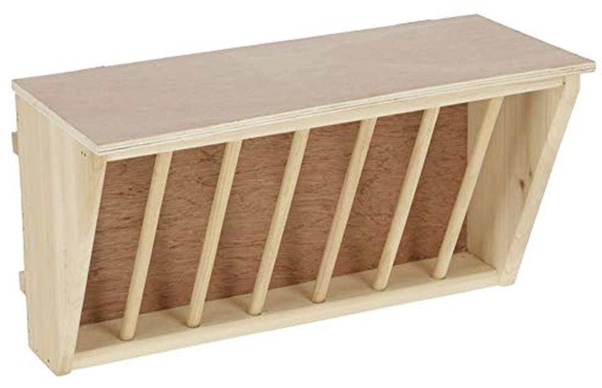 Hooiruif met Zitplank - Hooi voerbak - Dierenverblijf inrichten - Voorkomt vervuiling - 37 x 17 x 20 cm