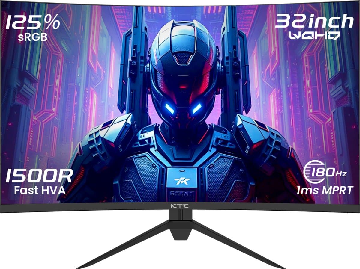 KTC H32S17 32" Gaming Monitor - Curved - QHD 2560×1440 - HVA - 180Hz - HDR10 - 1ms MPRT - Zwart