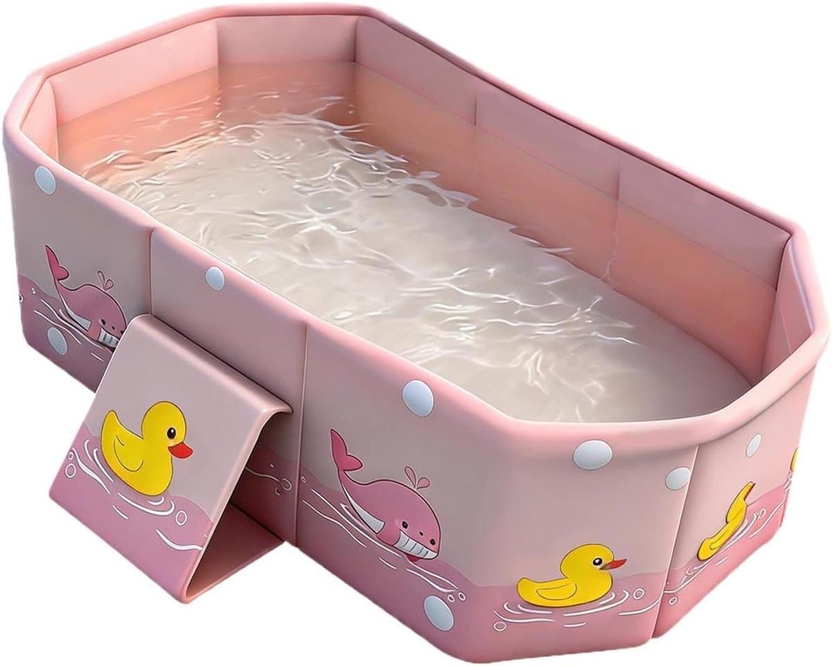 Kinderbadje - Draagbaar opvouwbaar bad - Baby's badderen - Kantelveilige basis - 78 x 41 x 21 cm - Roze
