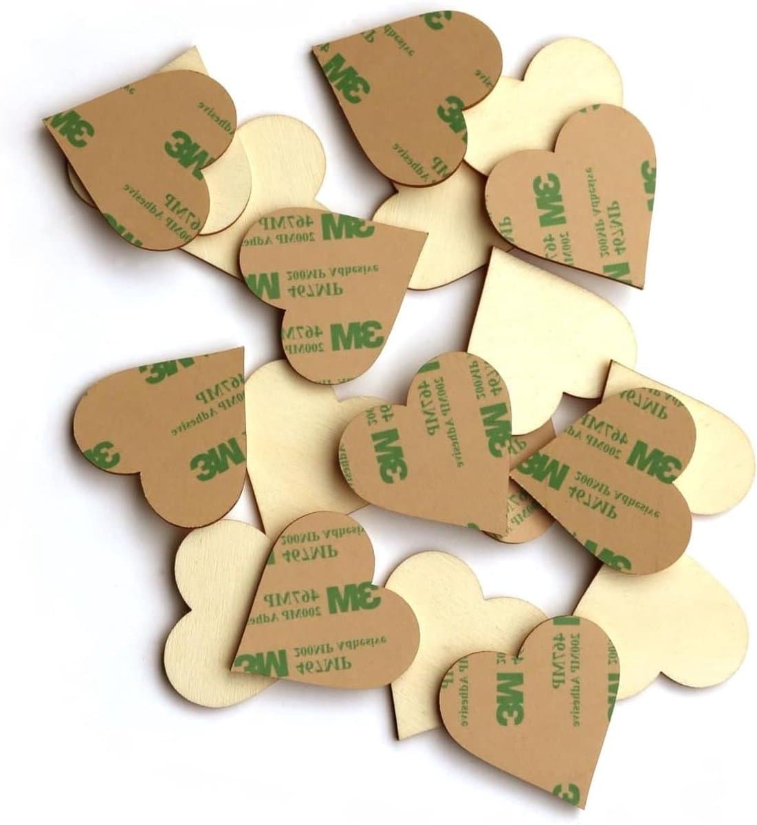 Houten Hartjes - Houten Decoratie - Knutselen en Decoreren - Zelfklevend met 3M tape - 50 stuks 6 cm
