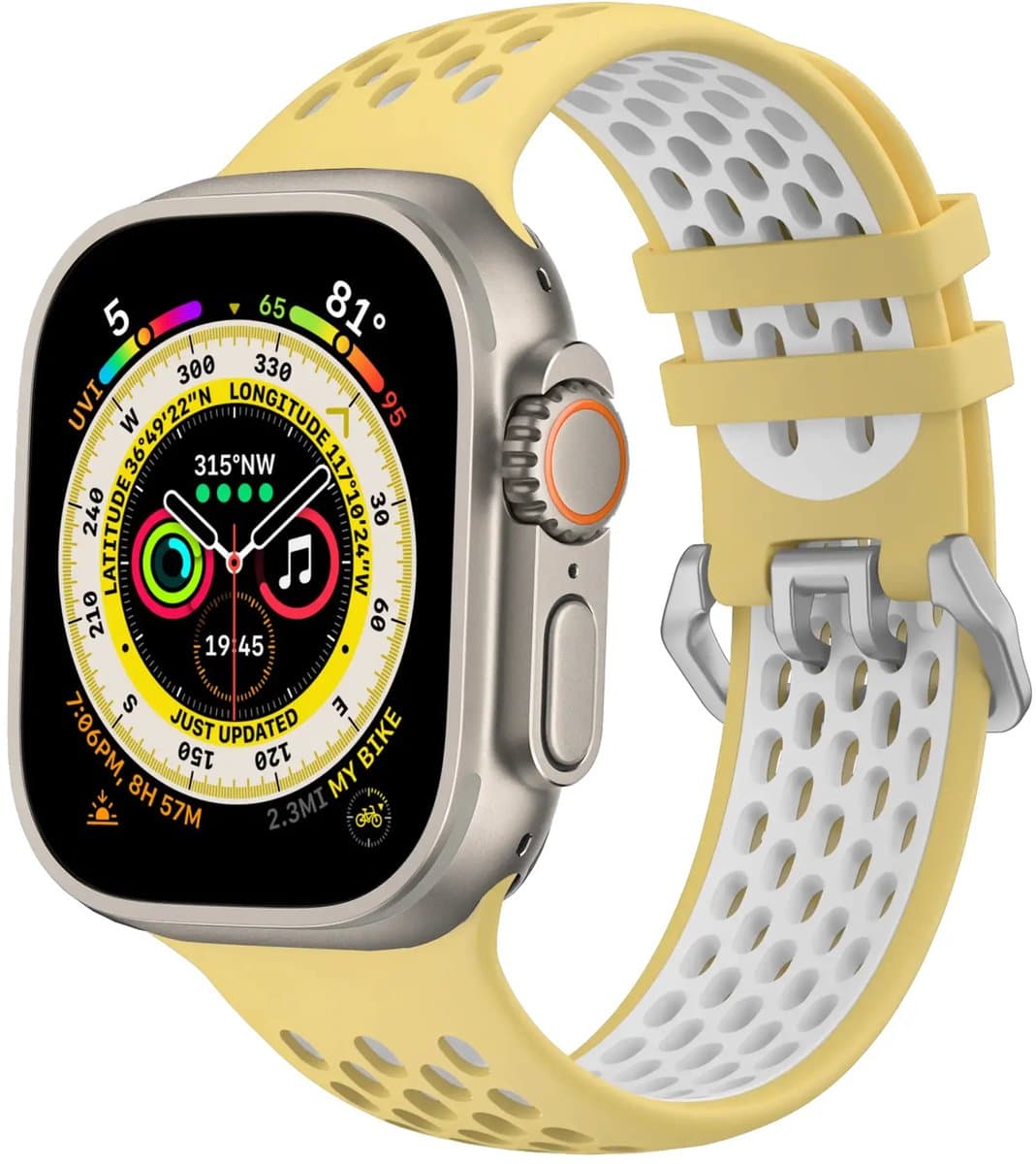 Silikonowy pasek sportowy CubeNest do Apple Watch 42/44/45/Ultra 49 mm (B01R5L01) biały/żółty