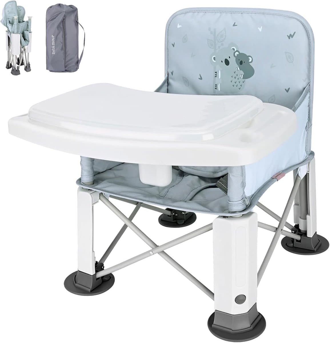 Draagbare kinderstoel - Opvouwbare stoel - Onderweg eten - Inclusief dienblad - Compact opvouwbaar - Koala