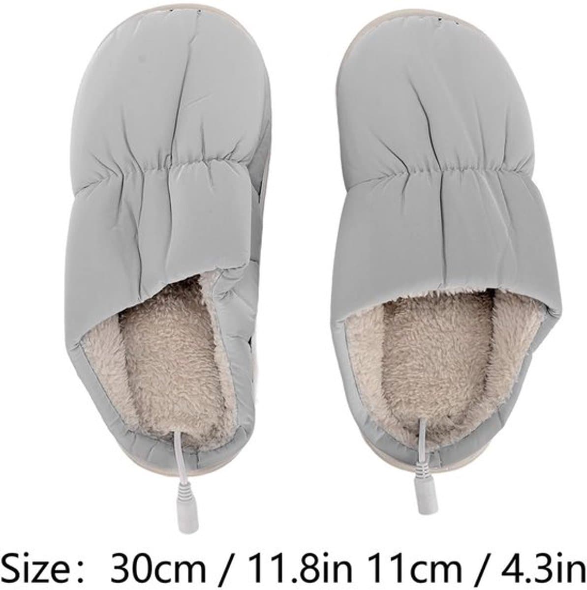 Pantoffels met USB-vergarming en antislip bottom - Pluche