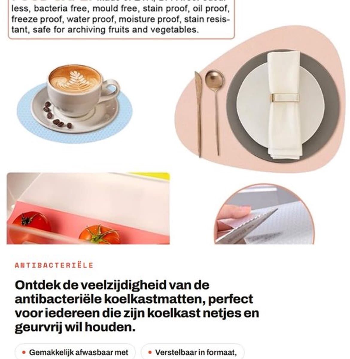 Store_8 - Antibacteriële Koelkastmatten - Afwasbaar en Maat Snijden - 12 Stuks - 4