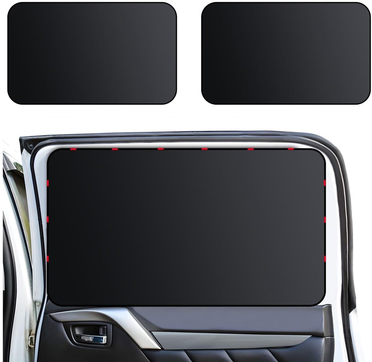 Dailygoods - Zonwering voor in de auto - Autogordijnen, anti-UV, zwart, 2 stuks