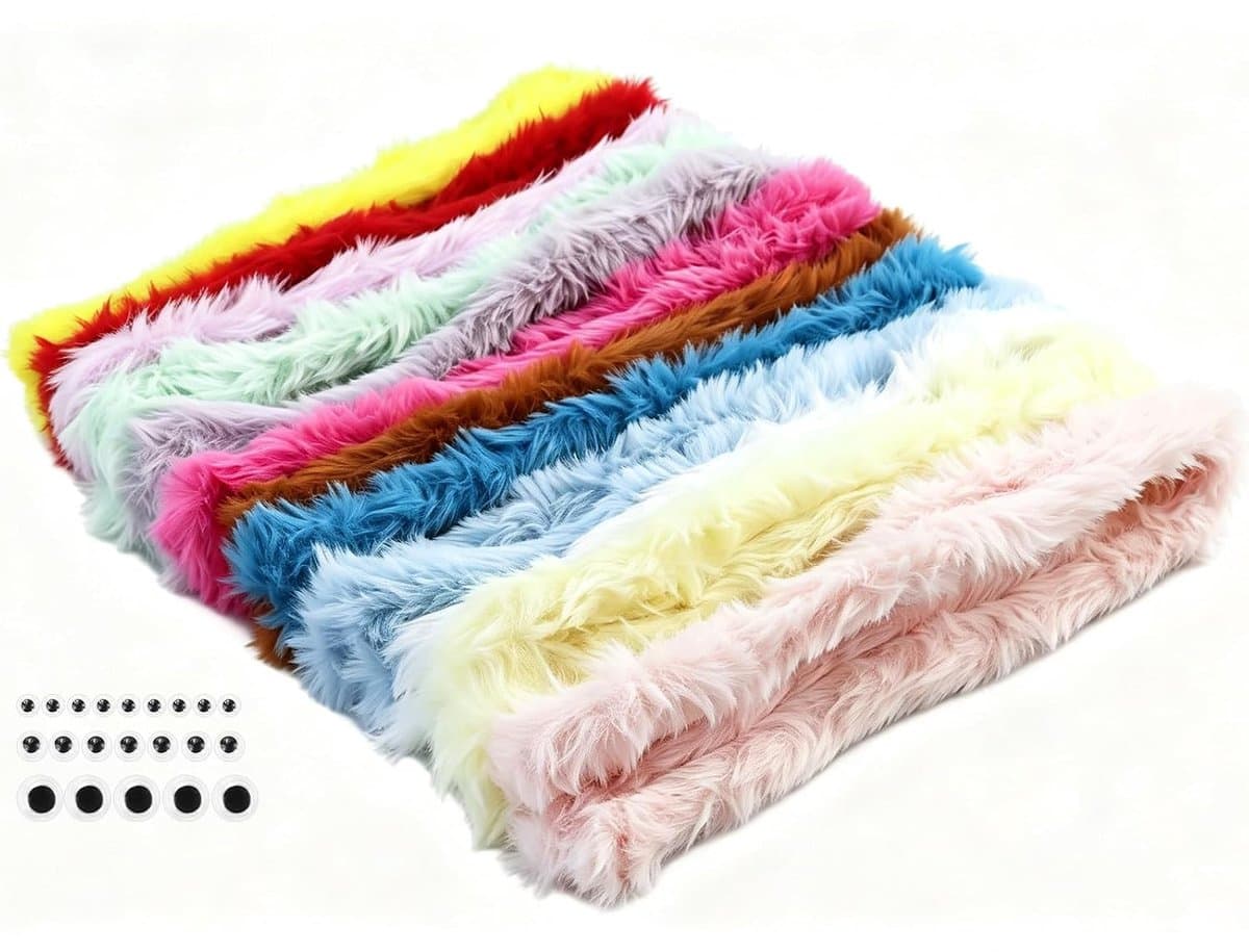 Pijpenreinigers 100 cm - Pluche chenilledraad - 12 stuks met ogen - Creatief knutselen - ShopVlot