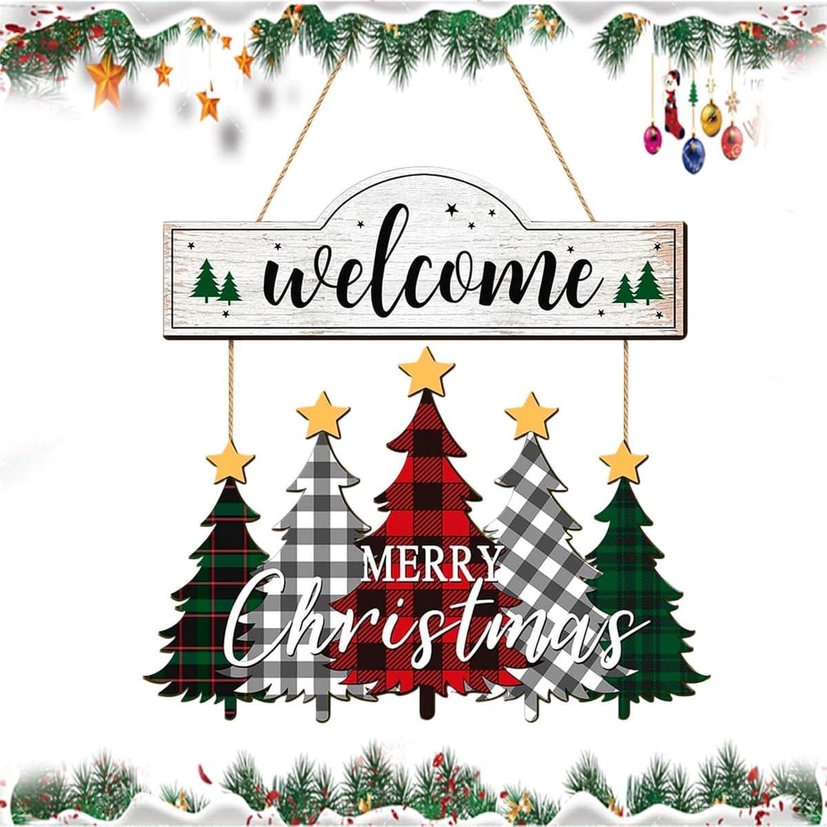 Vrolijk kerstfeest hanger hout - ShopVlot