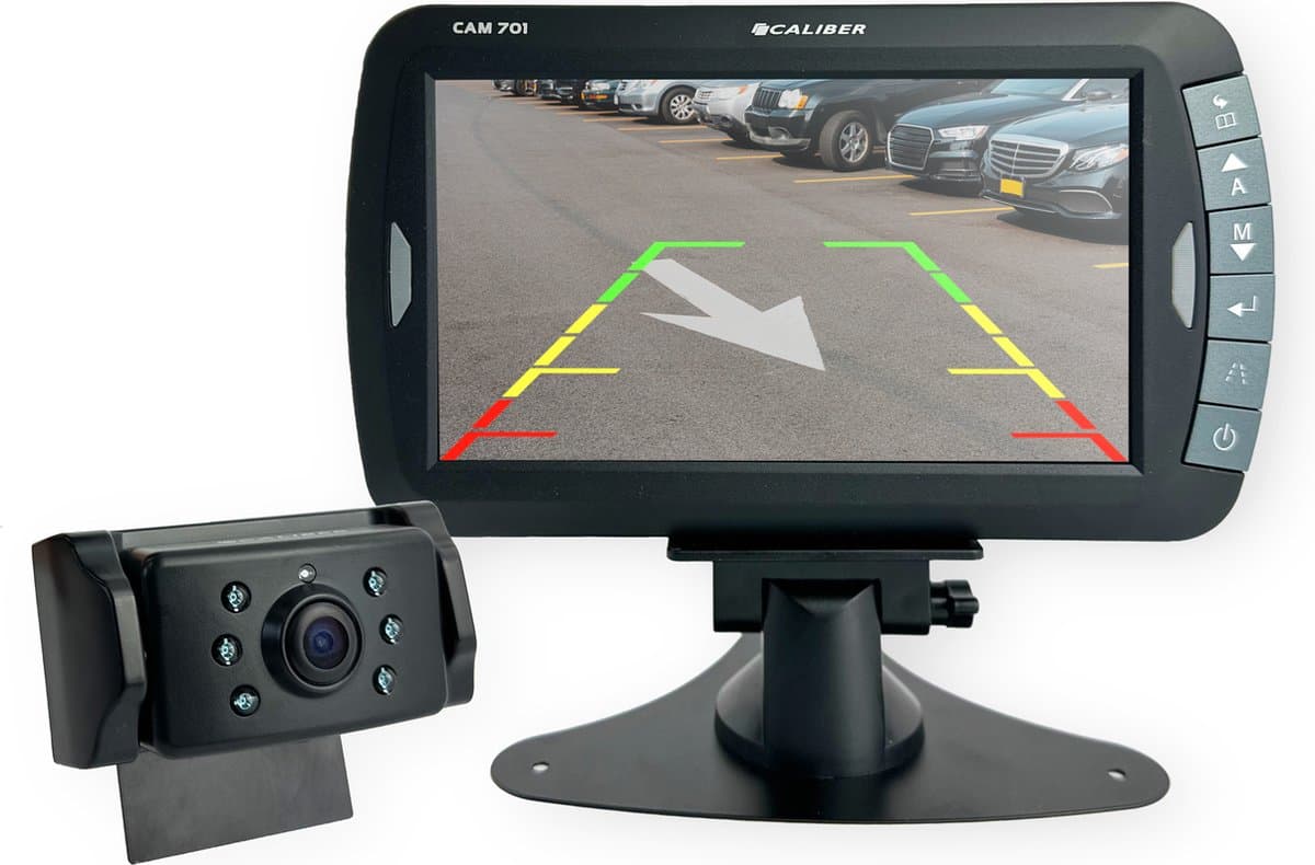 Caliber draadloze achteruitrijcamera - 7 Inch Scherm - Parkeercamera voor Auto Caravan Camper - Achteruitrij camera set - Achteruitrijcamera draadloos - Nachtzicht - Waterbestendig (CAM701)