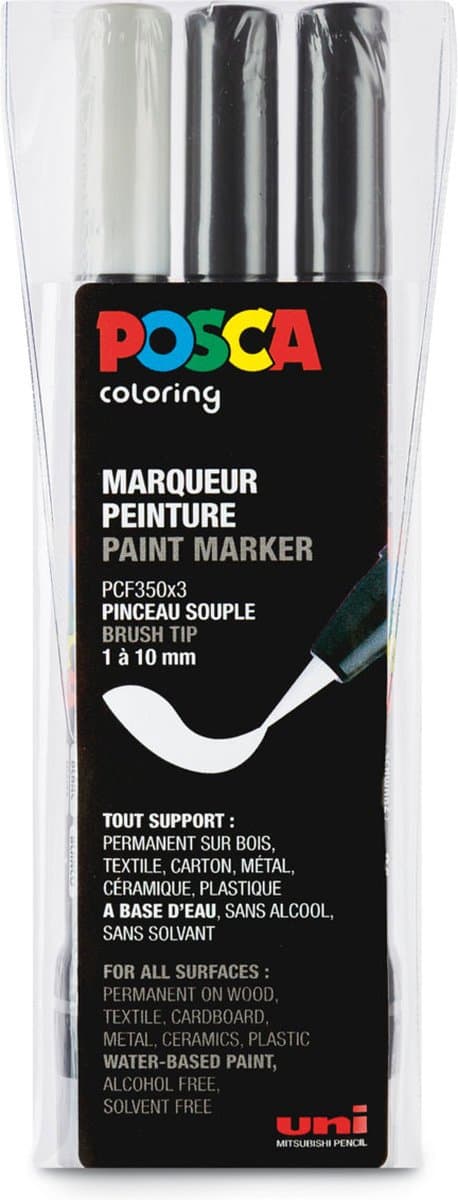 Posca stiften set PCF350 wit/zwart