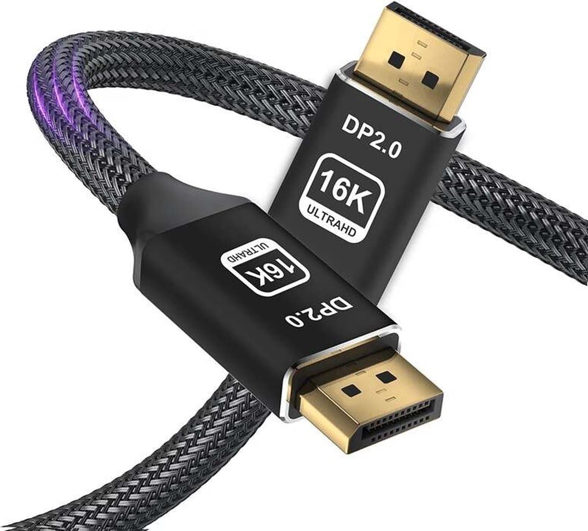 ThunderGold DisplayPort Kabel - DisplayPort naar DisplayPort - 16K 60HZ - 4K 240HZ - 80 GBps - DisplayPort 2.0 - DP Kabel - 2 Meter