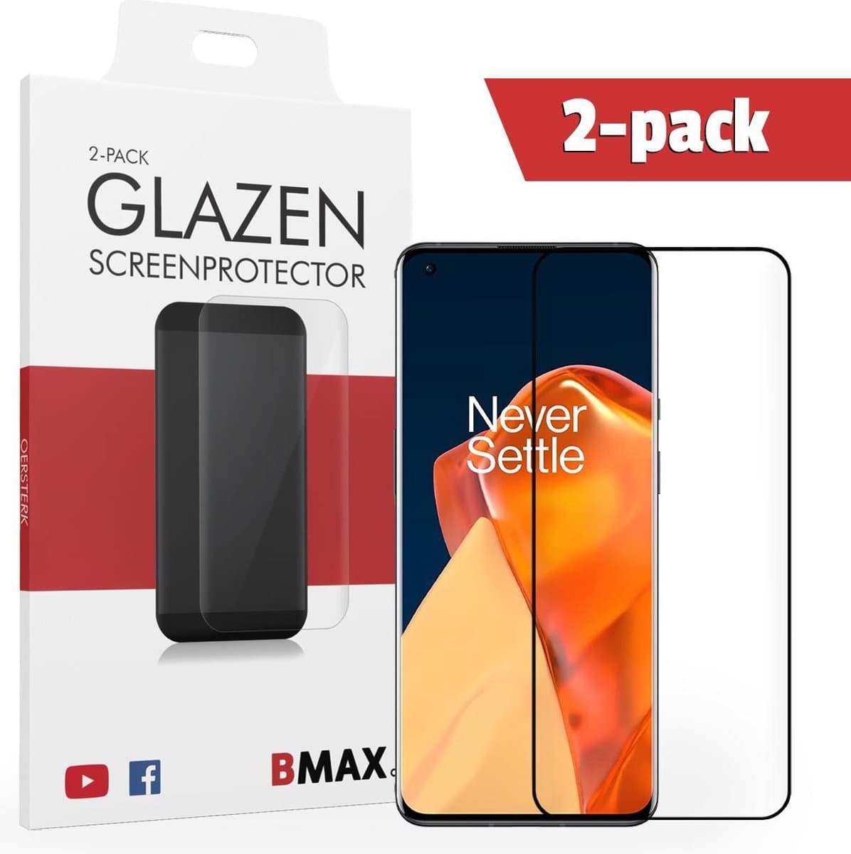 2-pack BMAX geschikt voor OnePlus 9 Pro screenprotector van gehard glas - Beschermglas - Tempered Glass - Glasplaatje - Screenprotector - Full Cover