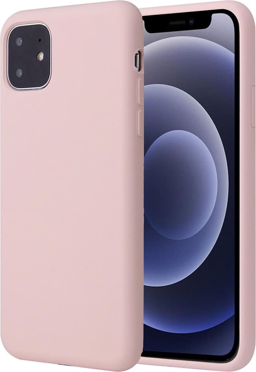 Hoesje geschikt voor iPhone 13 - Matte Back Cover Microvezel Siliconen Case Hoes Roze