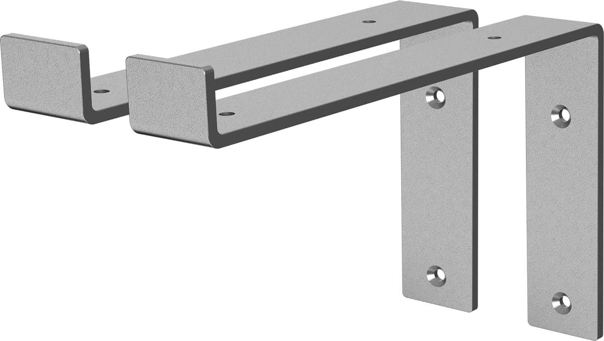 Wandhouder Plankhouder set van 2 250 x 145 mm grijs staal ML design
