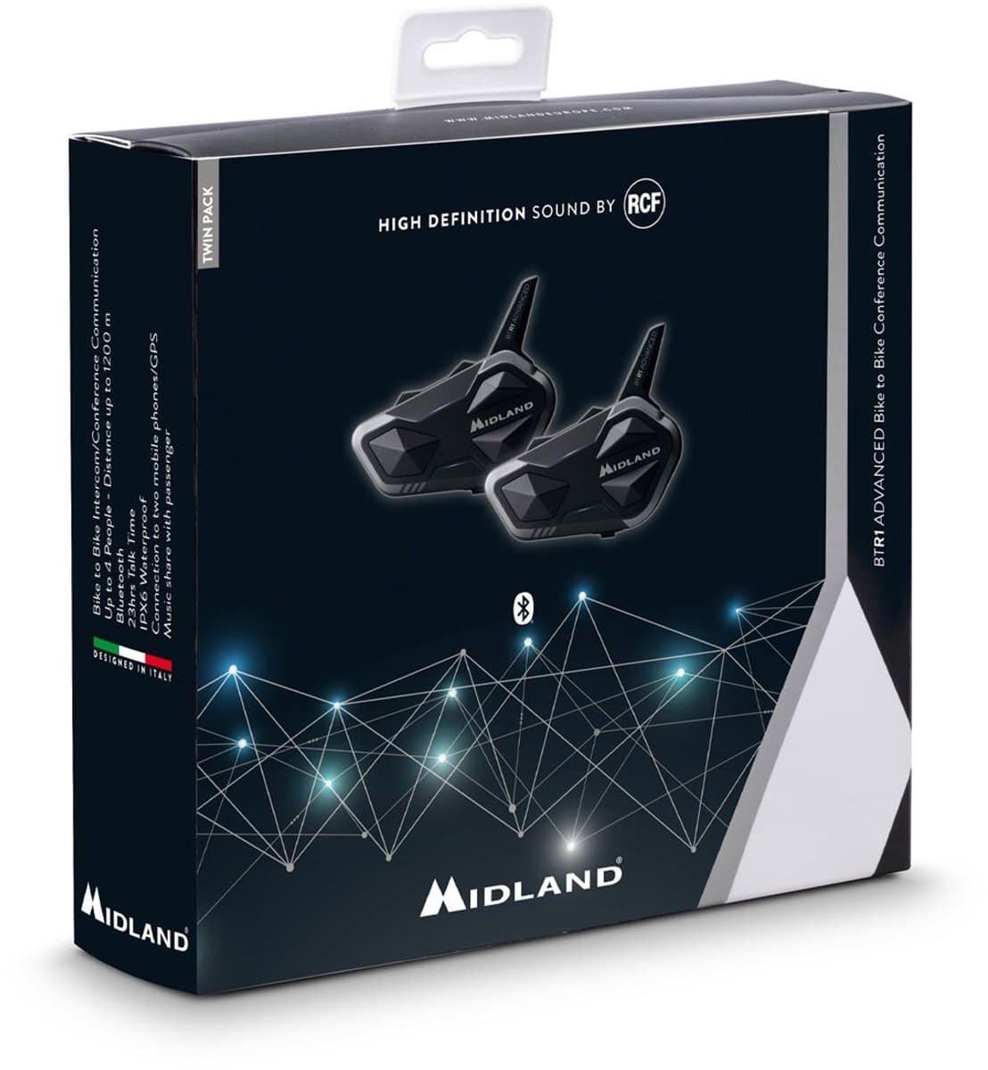 Midland BTR1 Advanced Twin Bluetooth Communicatiesysteem - Maat - Bluetooth Intercom