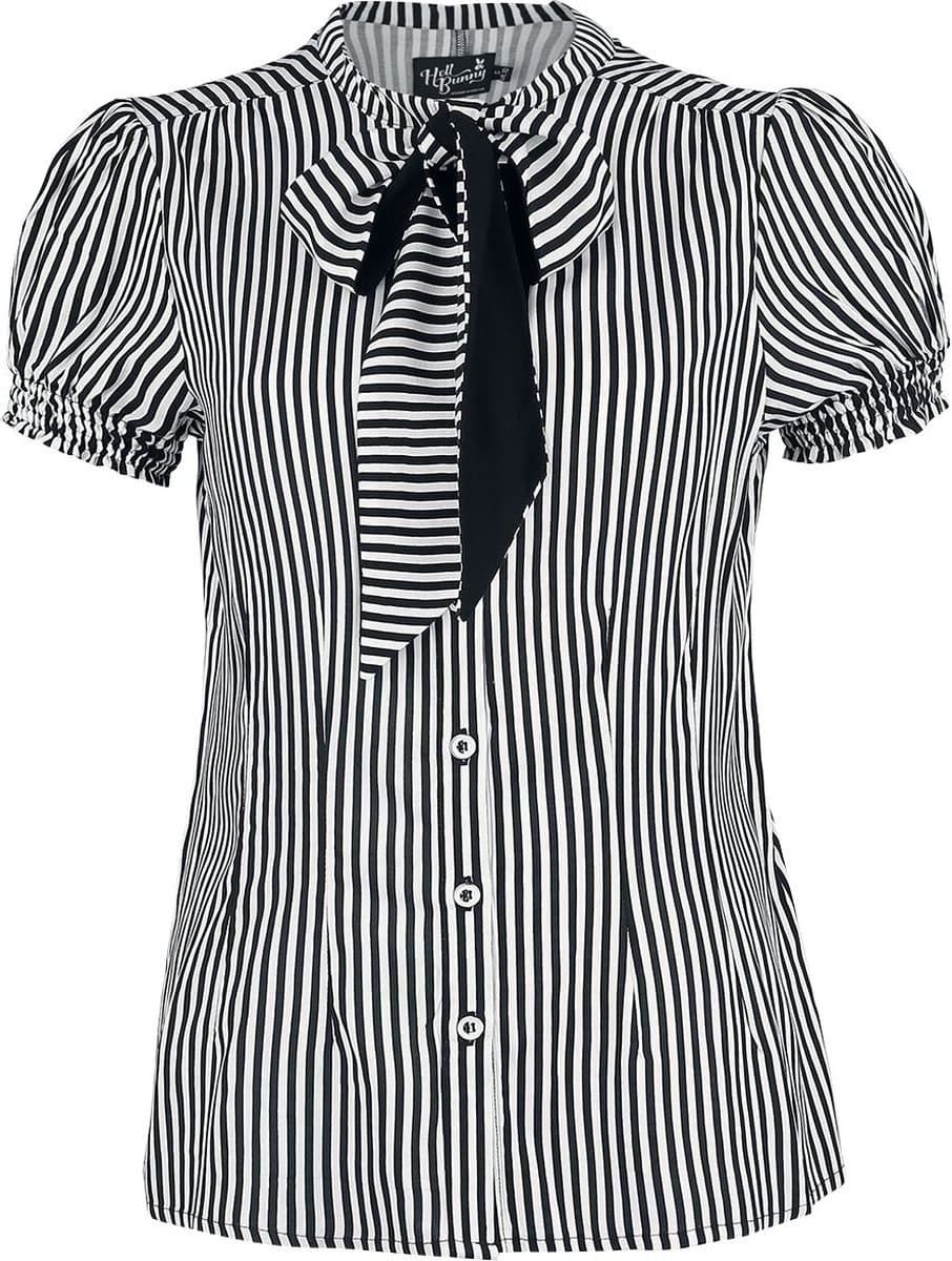 Hell Bunny Humbug Dames Blouse - zwart/wit - XS