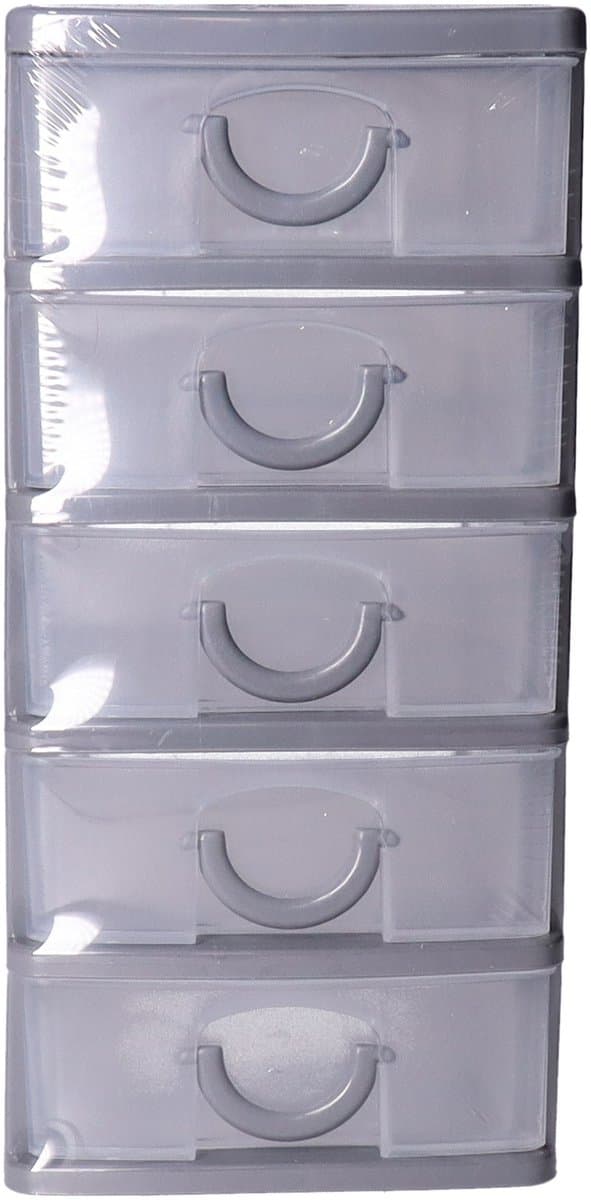 5five Kleine Lade Toren - 9 x 13 x 19 cm, Grijs