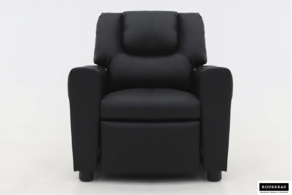 relaxstoel Renold - kinder relax- met drinkhouder- zwart pu-manueel verstelbaar