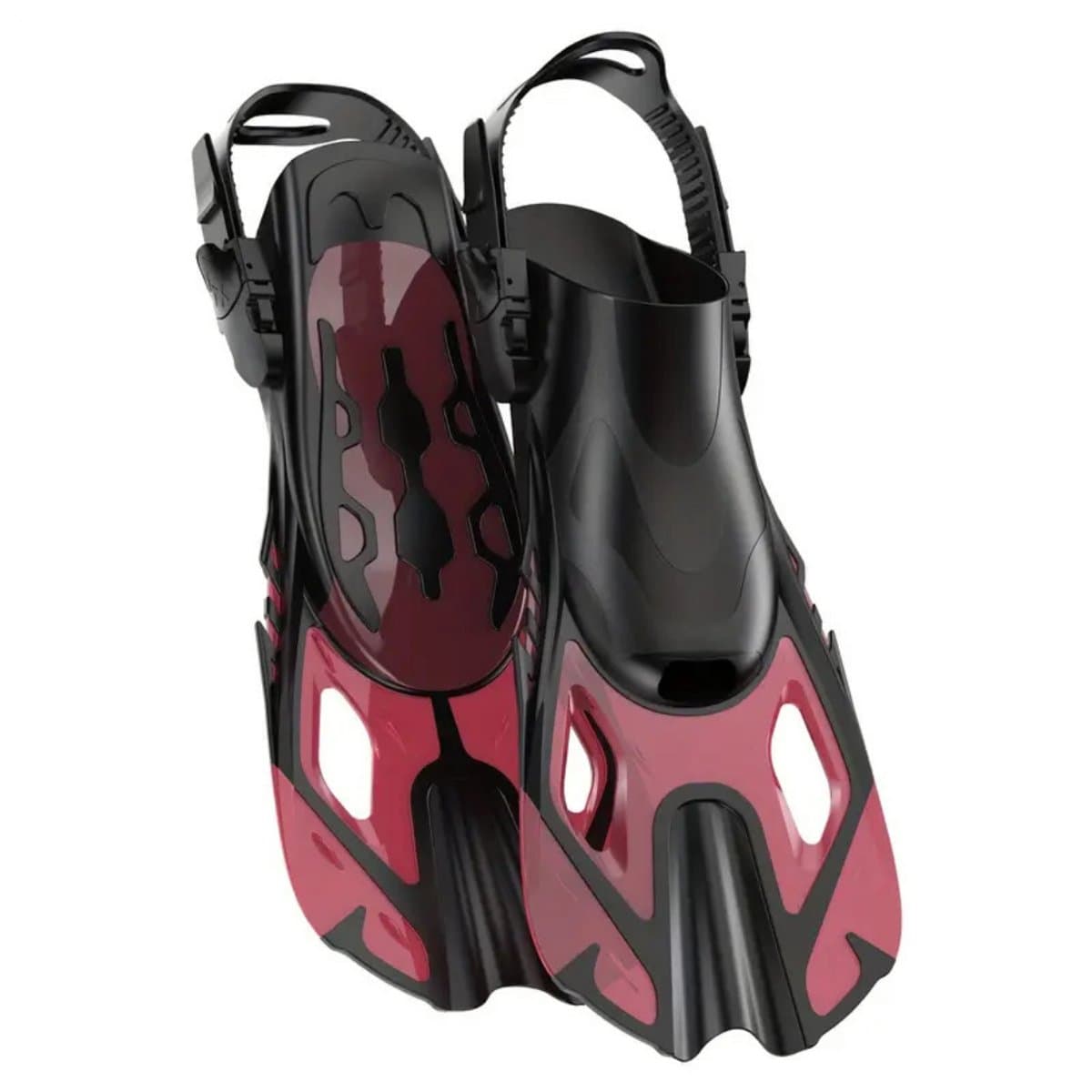 Livano Zwemvliezen Voor Kinderen & Volwassenen - Flippers - Zwemflippers - Snorkelset - Zwart/Rood - Maat S/M
