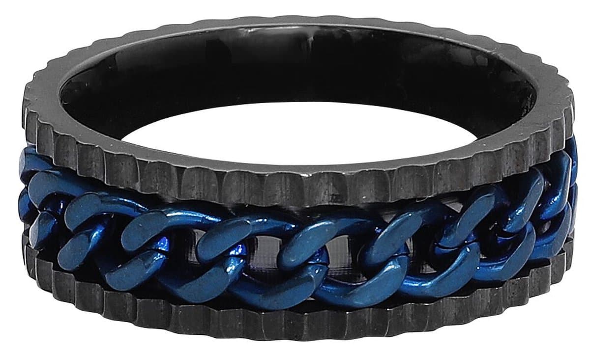 etNox Chain Heren Ring - zwart/blauw - S