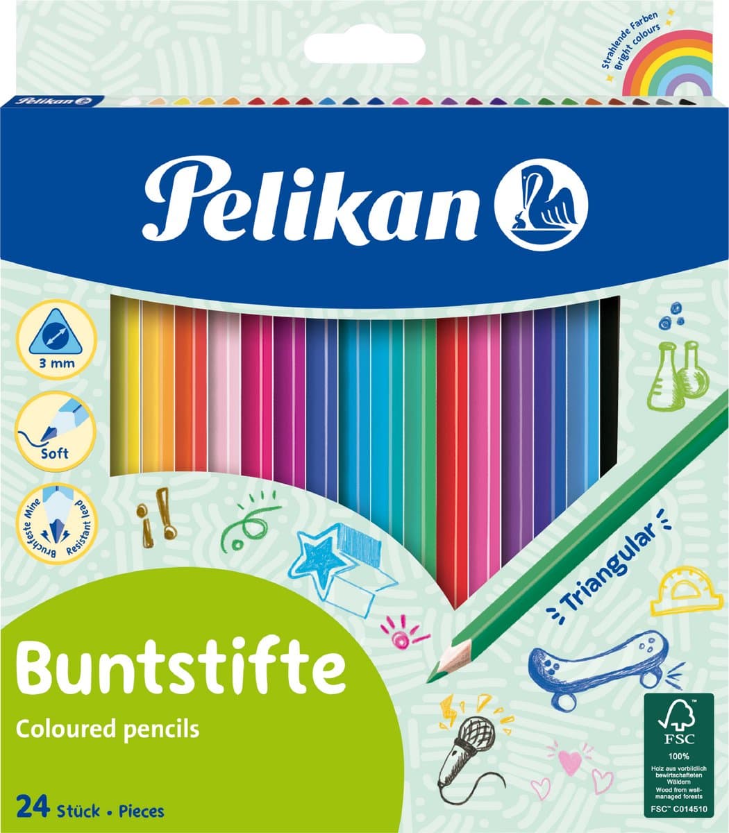Pelikan kleurpotloden - driehoekig 3,0 mm - 24 kleuren